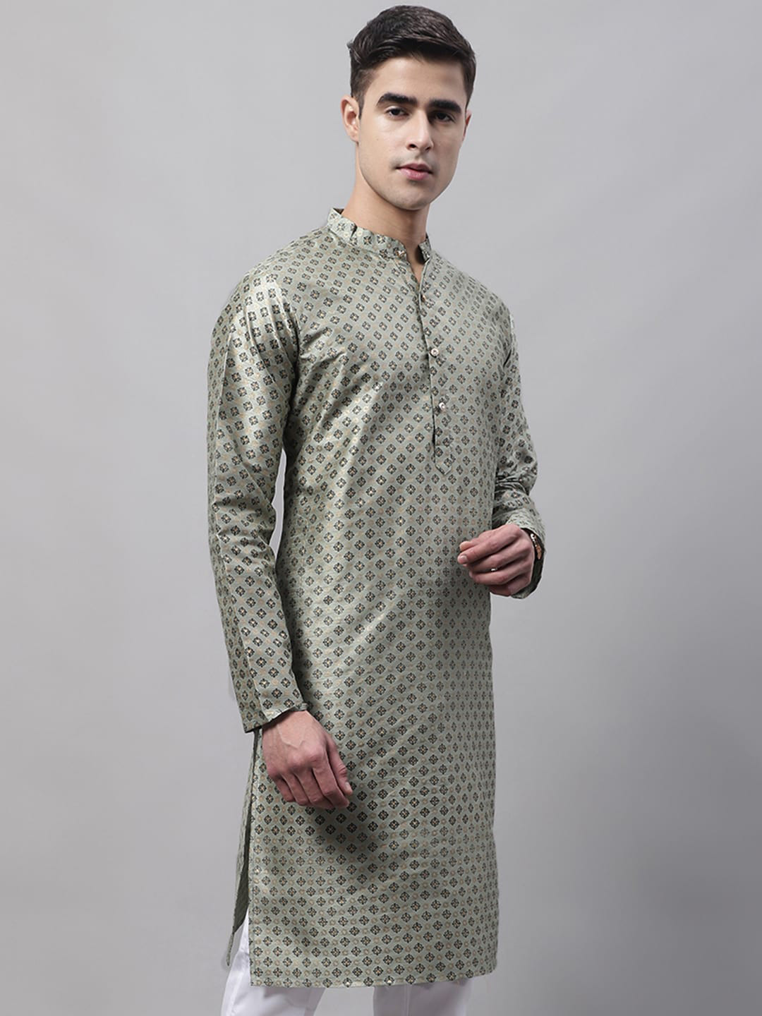 

Jompers Men Printed Woven Design Kurta With Pyjama, Green