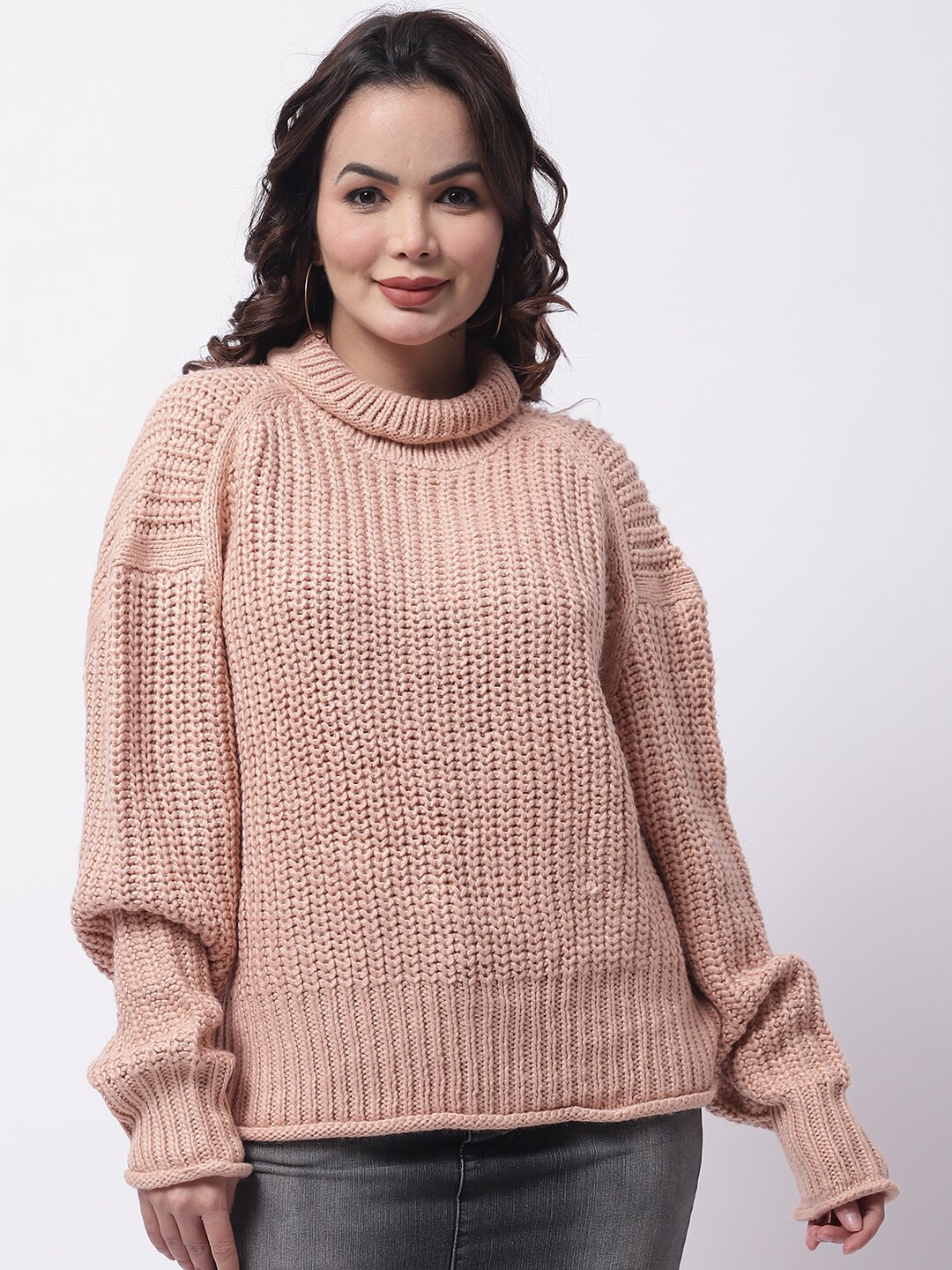 

NoBarr Women Round Neck Cotton Pullover, Peach