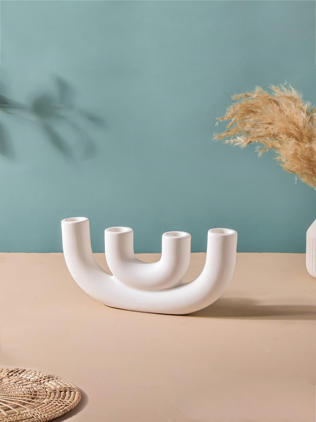 

Nestasia White Contemporary Ceramic Candle Holder