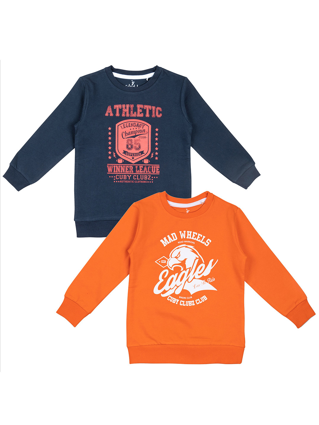 

JusCubs Boys Pack Of 2 Typography Printed Pure Cotton T-shirt, Orange