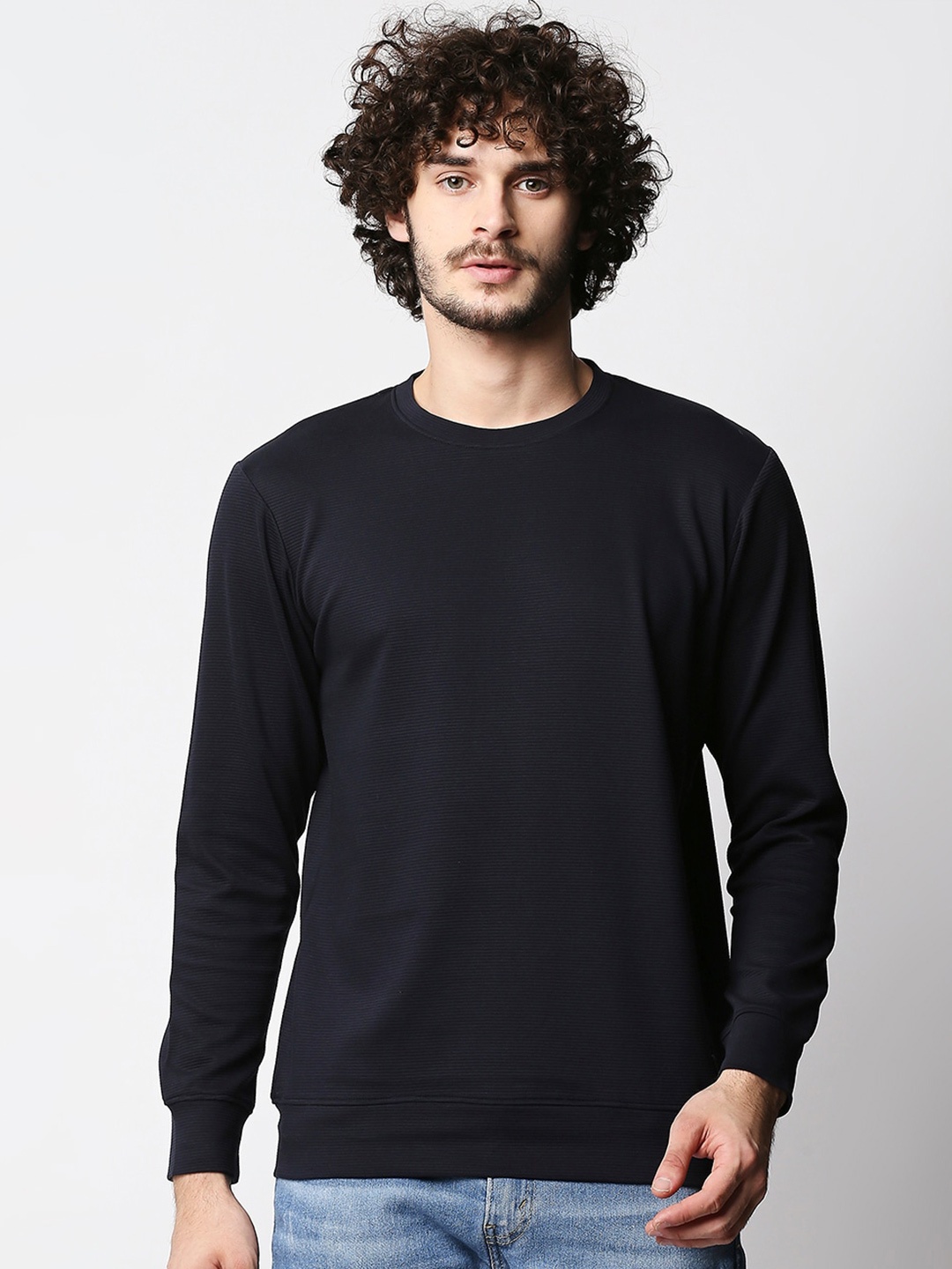 

Disrupt Men Round Neck Cotton Sweatshirt, Navy blue