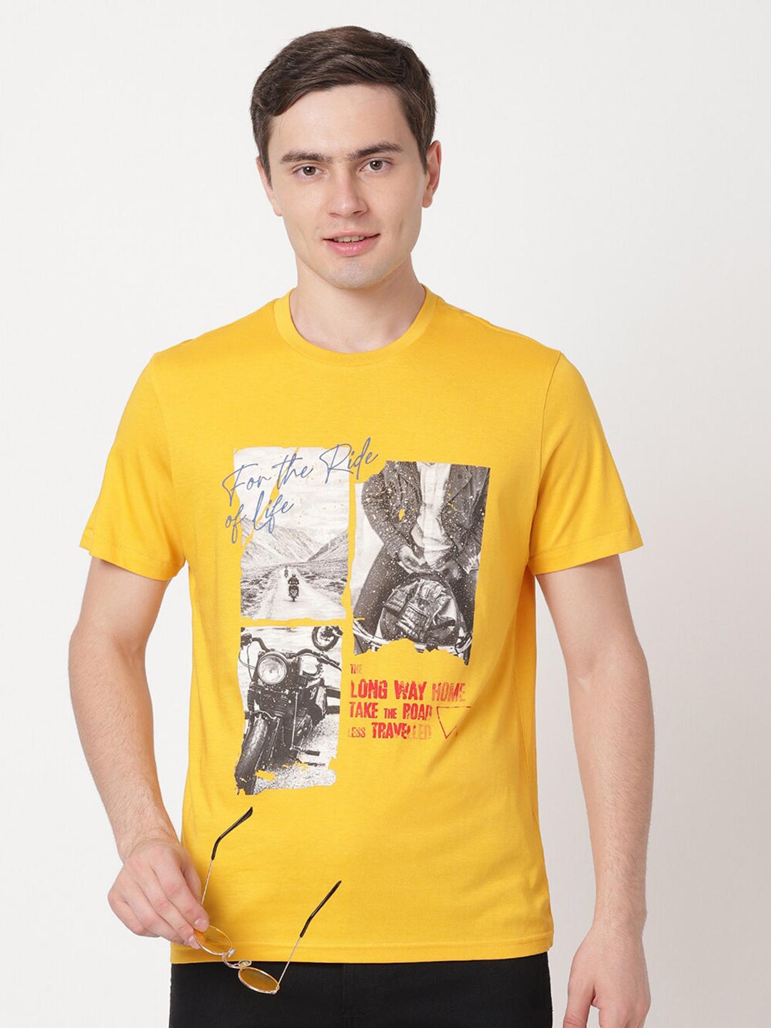 

Wrangler Men Graphic Printed Cotton T-shirt, Yellow