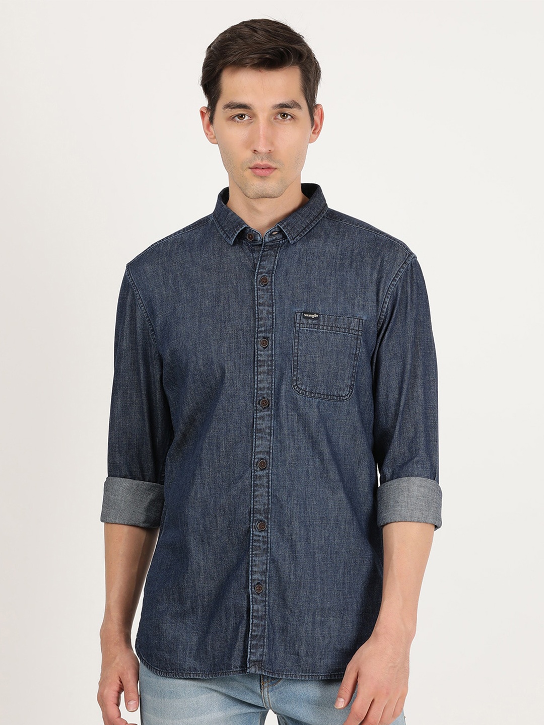 

Wrangler Men Casual Twill Weave Cotton Shirt, Blue