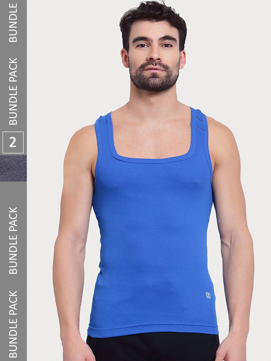 

Zoiro Men Pack Of 2 Square Neck Innerwear Vests, Blue