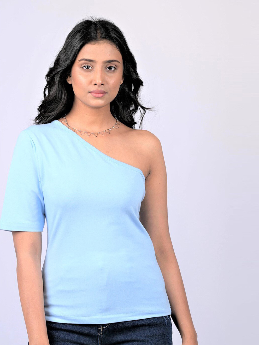 

OWO THE LABEL Regular One Shoulder Top, Blue