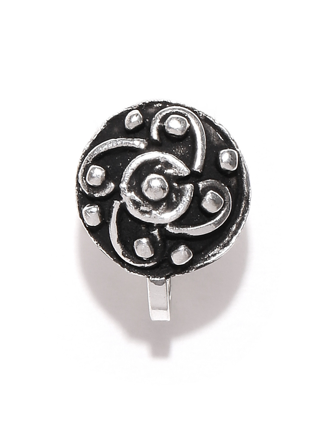 

Zaveri Pearls Oxidised Silver-Plated Textured Nosepin