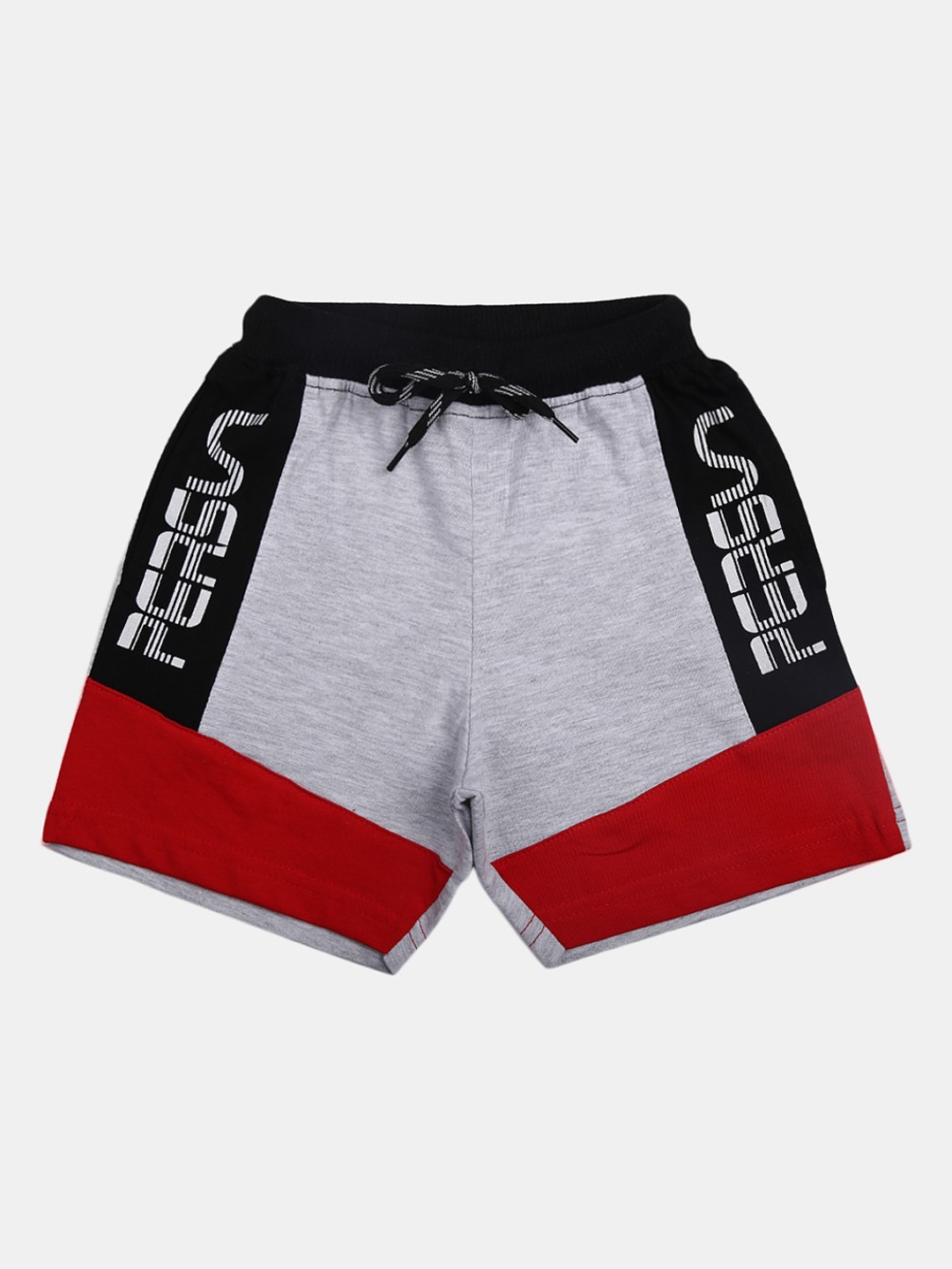 

V-Mart Boys Colourblocked Cotton Regular Fit Shorts, Grey melange