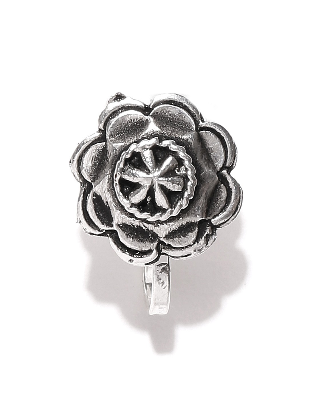 

Zaveri Pearls Oxidised Silver-Plated Textured Nosepin