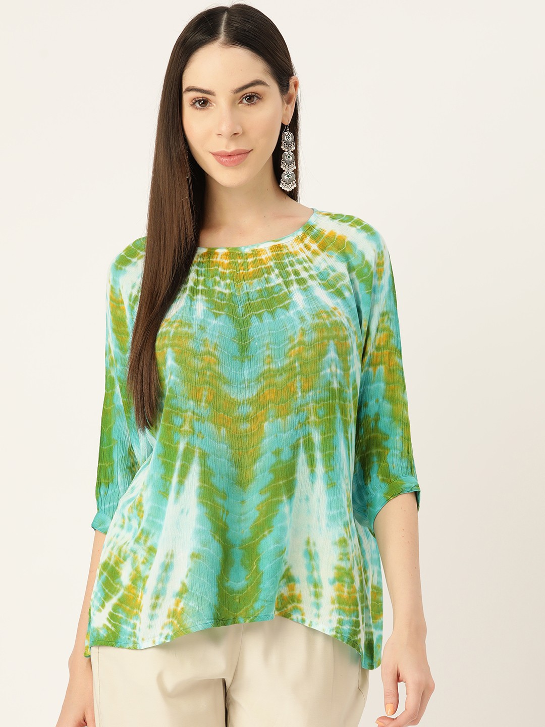 

Maaesa Tie & Dye Regular Crepe Top, Multi
