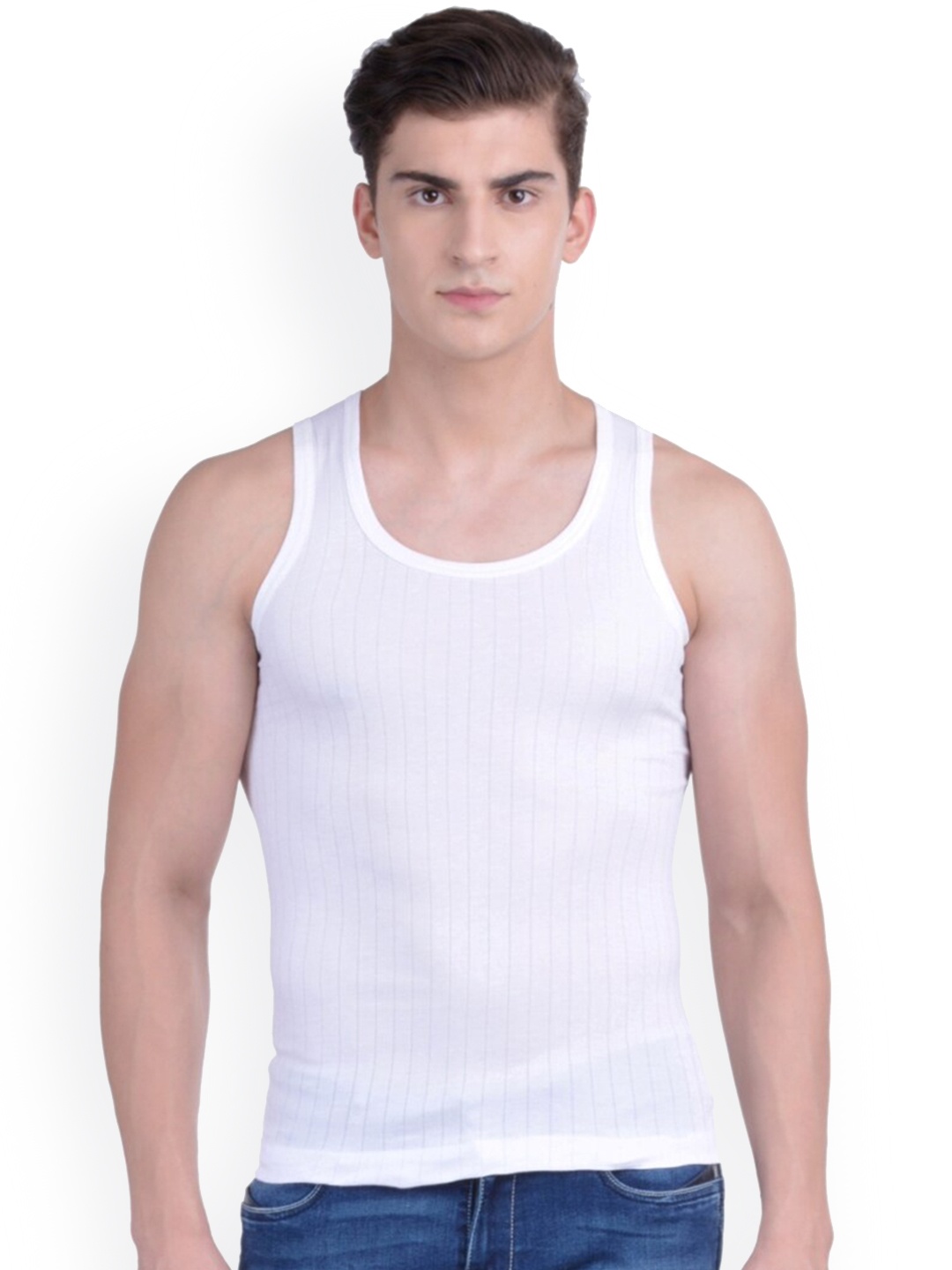 

Force NXT Men Pack of 3 Striped Ultra Fresh Cotton Vests, White