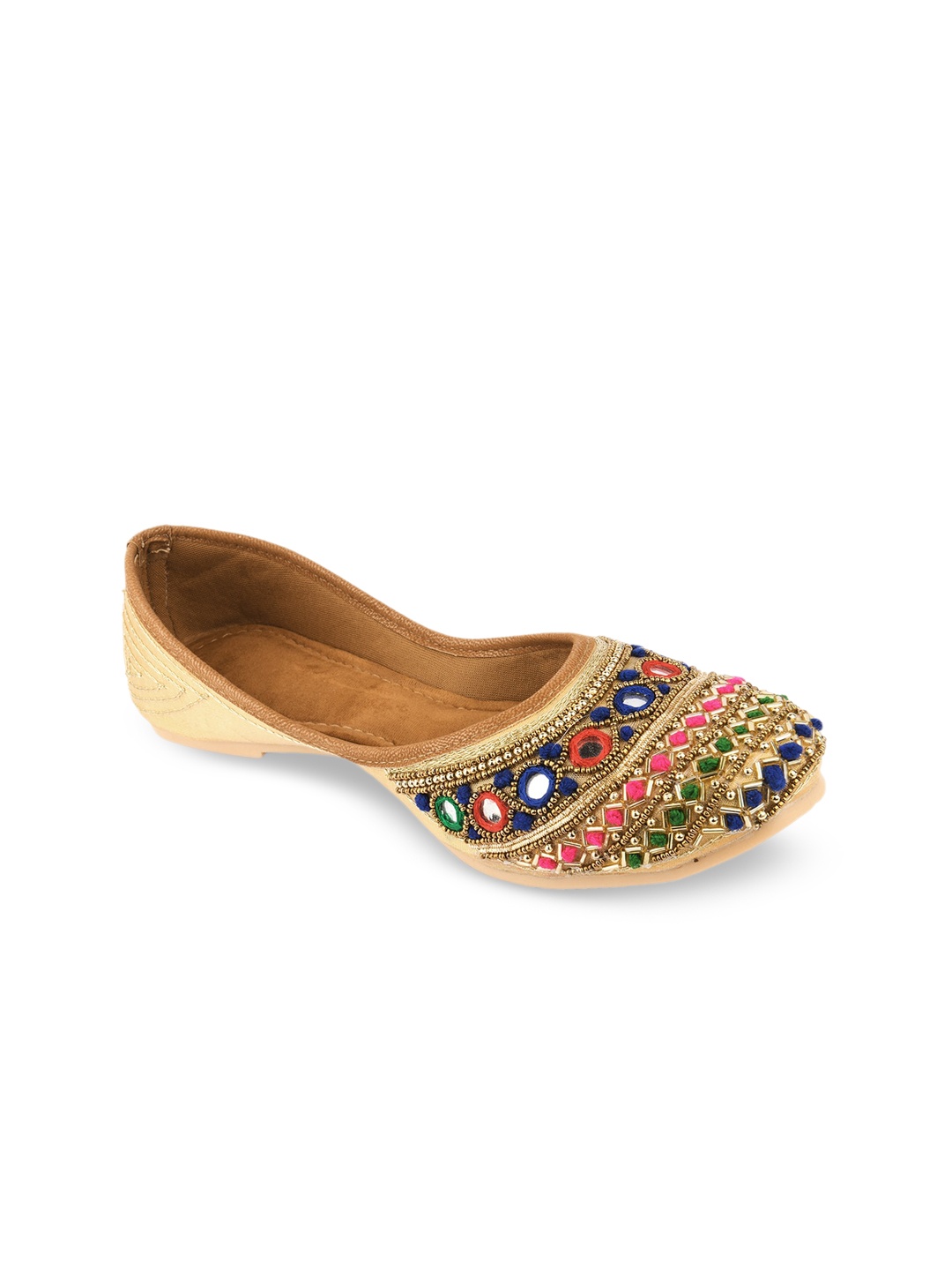 

DESI COLOUR Women Embellished Ethnic Mojaris, Cream