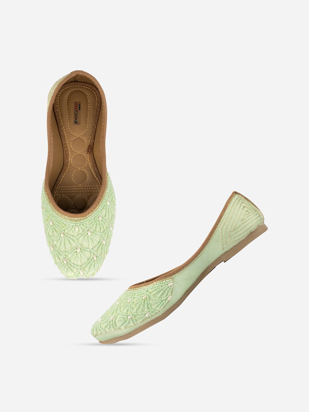 

DESI COLOUR Women Embellished Ethnic Mojaris, Sea green