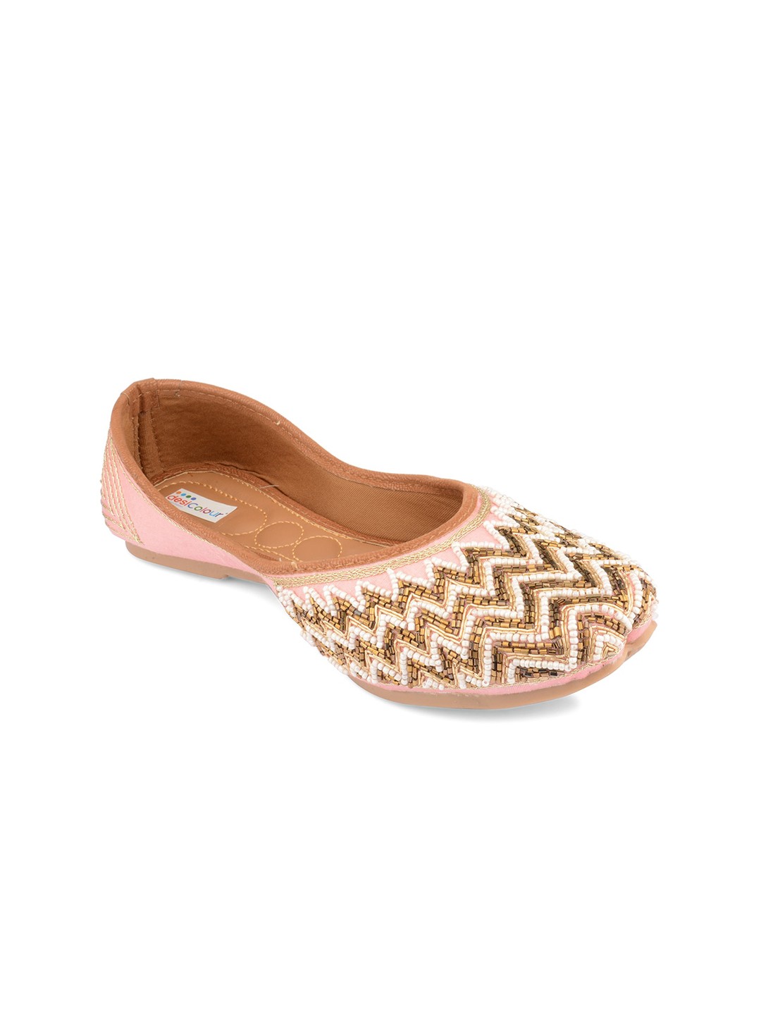 

DESI COLOUR Women Ethnic Embellished Mojaris, Pink