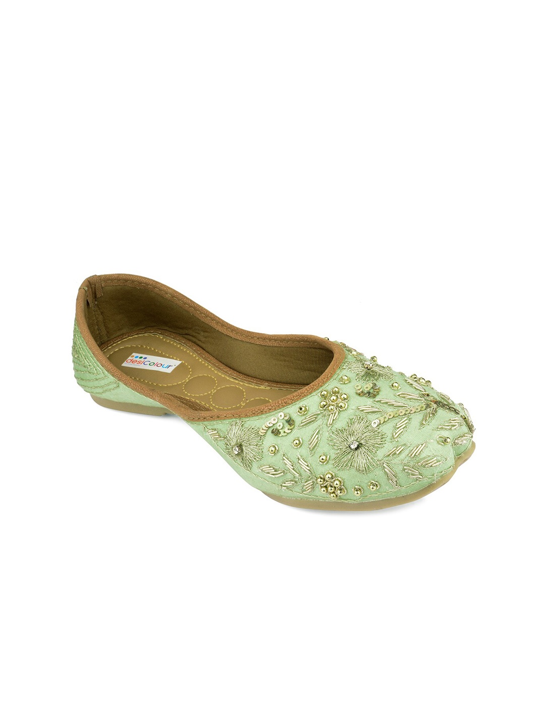 

DESI COLOUR Women Ethnic Embellished Mojaris, Sea green