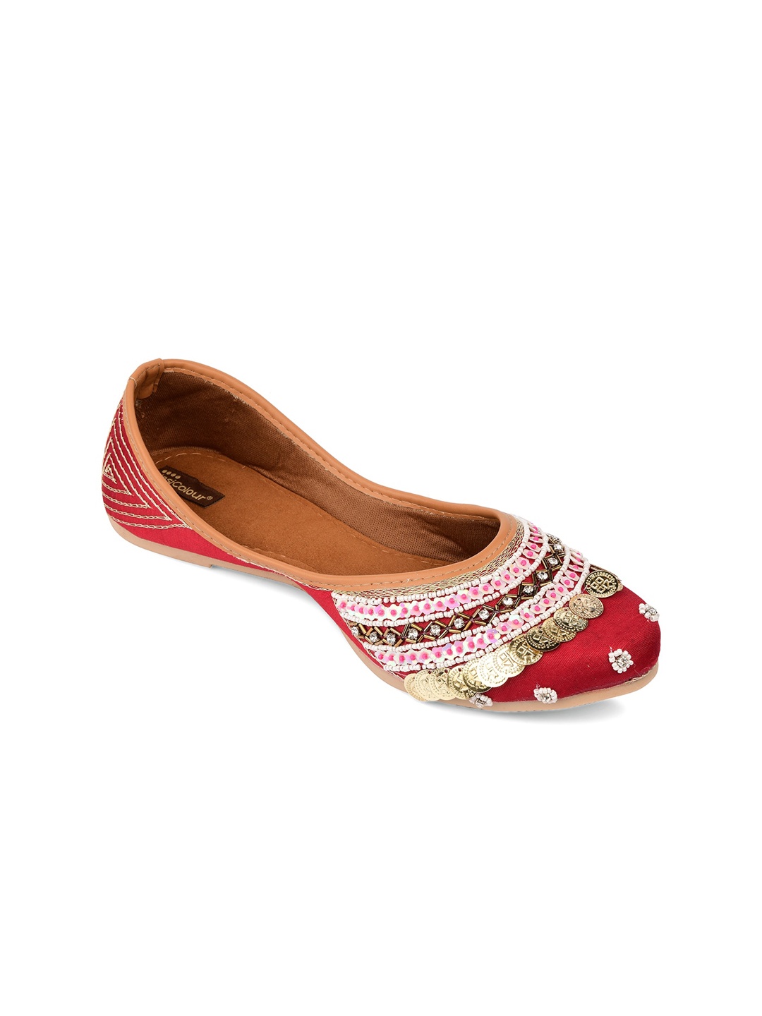 

DESI COLOUR Women Embellished Ethnic Mojaris, Maroon