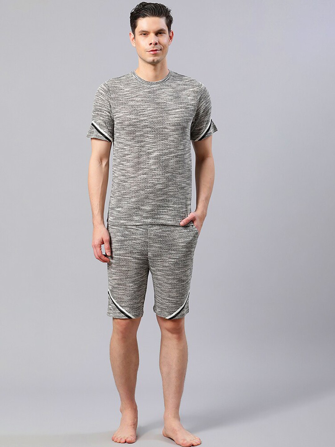 

HOUSE OF S Men Self Design Co-Ord Set, Grey