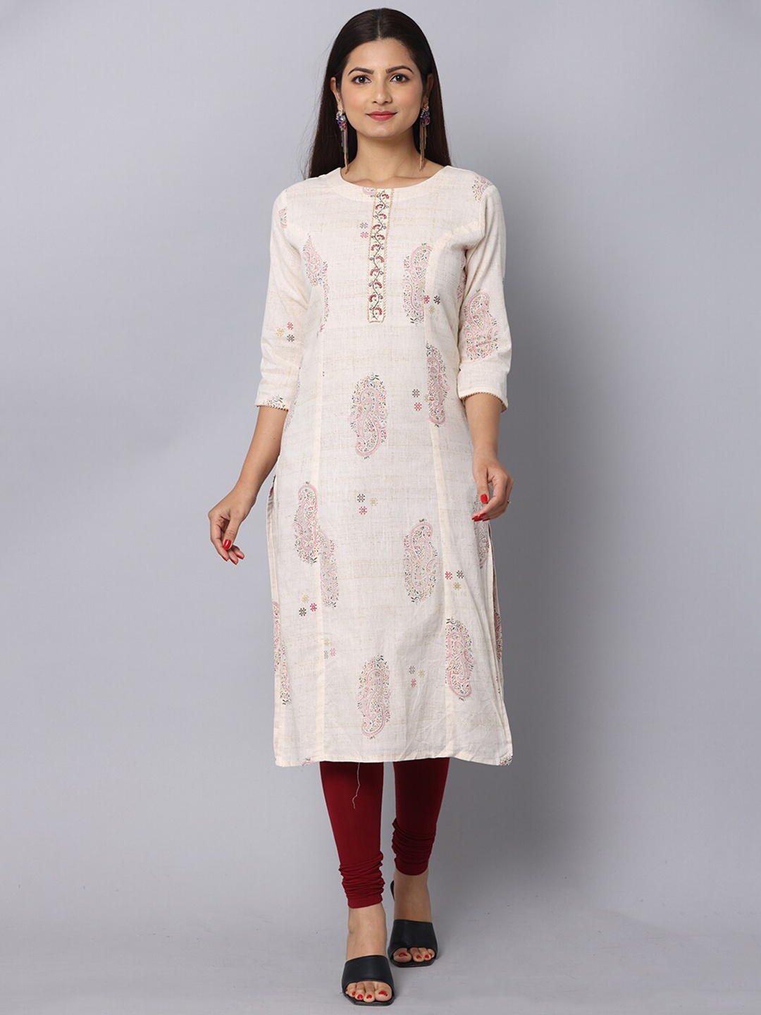 

NAYRA Floral Printed Kurta, Off white