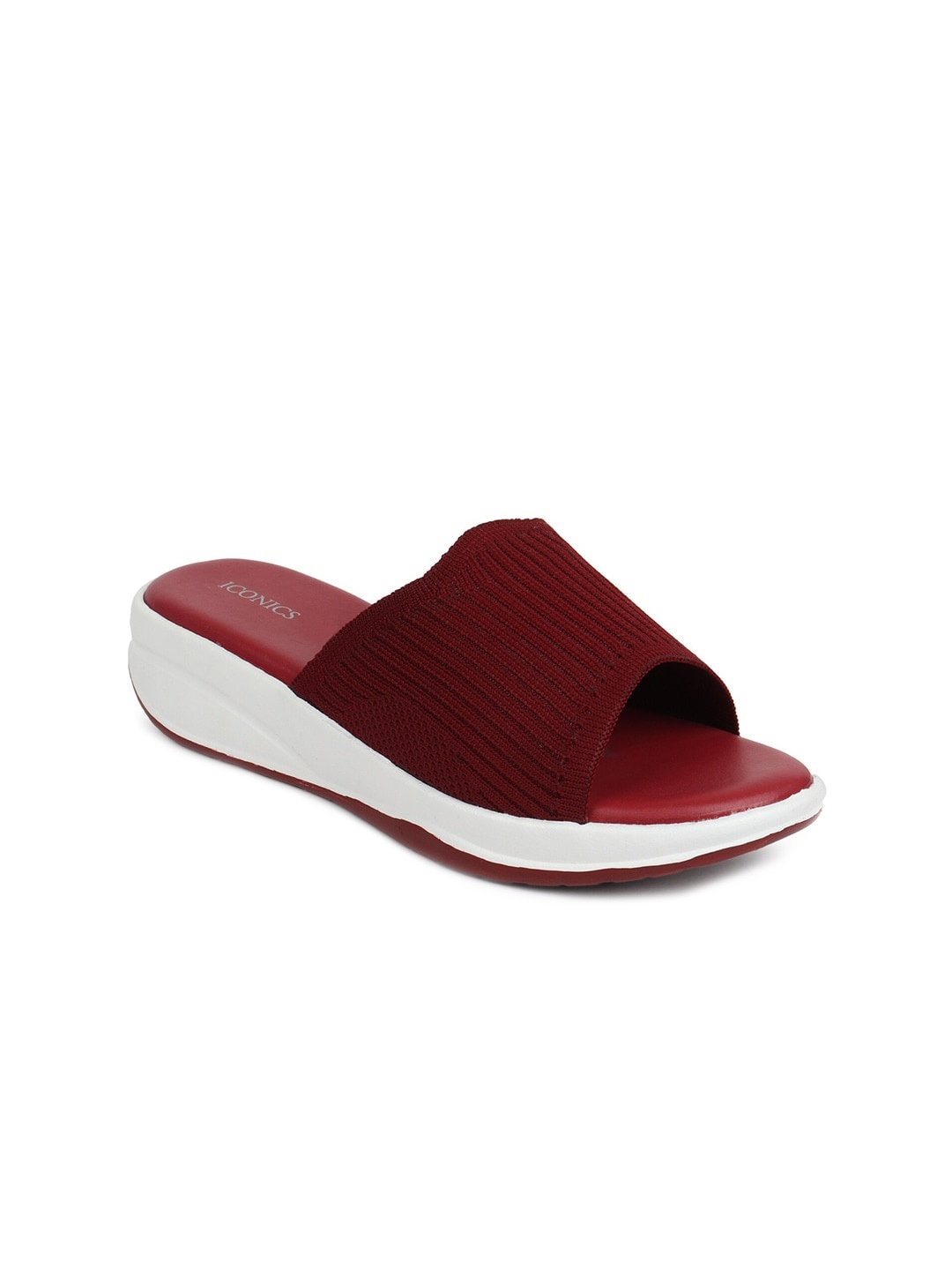 

ICONICS Open Toe Textured Wedges, Red
