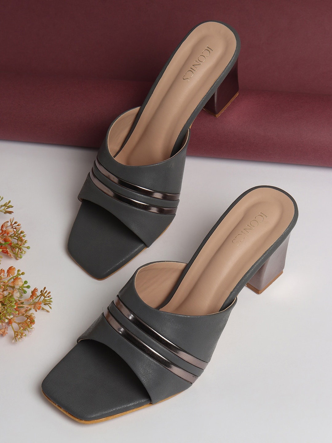 

ICONICS Women Open Toes Block Heels, Grey