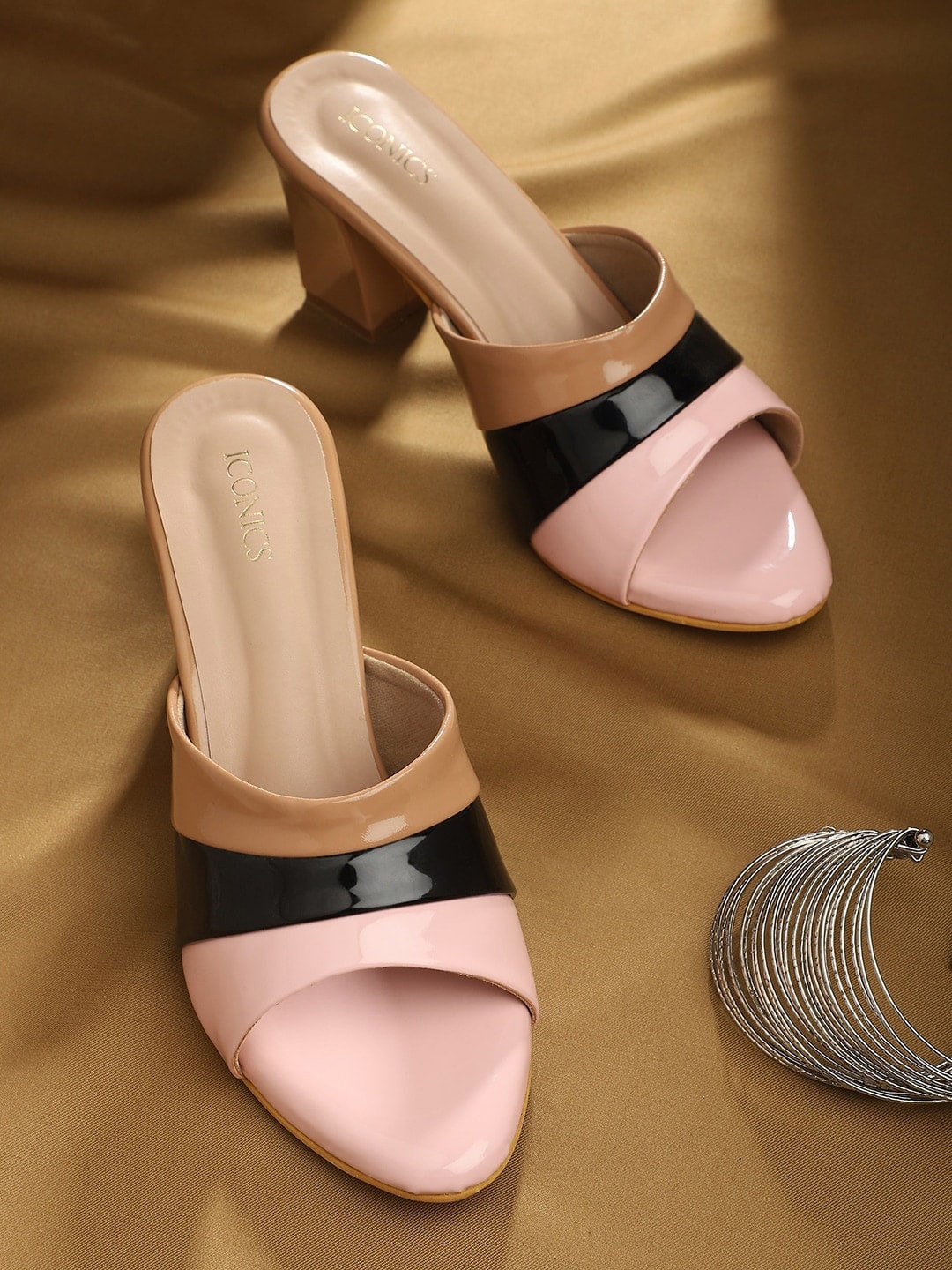 

ICONICS Women Open Toes Block Heels, Pink