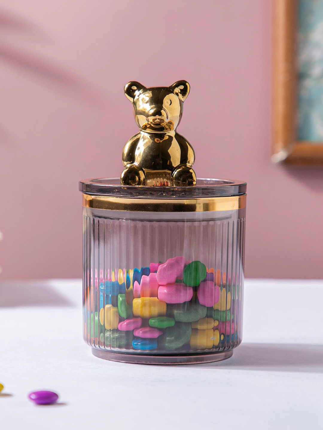 

Nestasia Grey Textured Vintage Glass Jar With Bear Lid-350ml