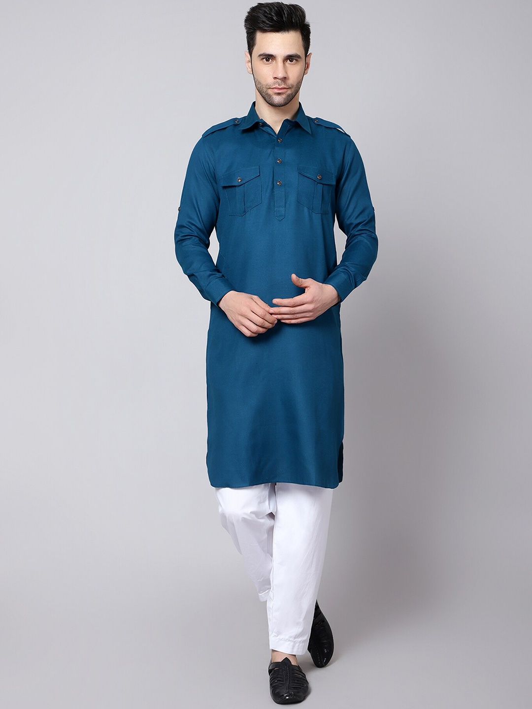 

HERE&NOW Men Pathani Kurta, Teal