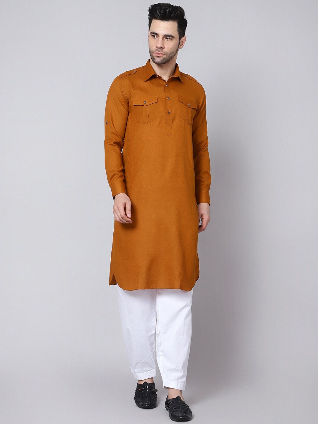 

HERE&NOW Men Pathani Kurta, Rust