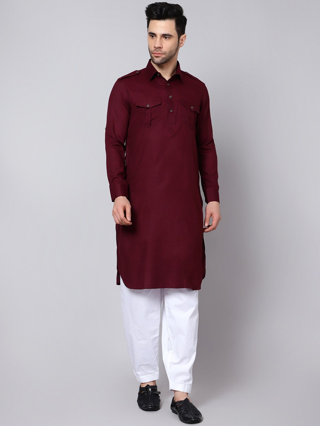 

HERE&NOW Men Pathani Kurta, Maroon