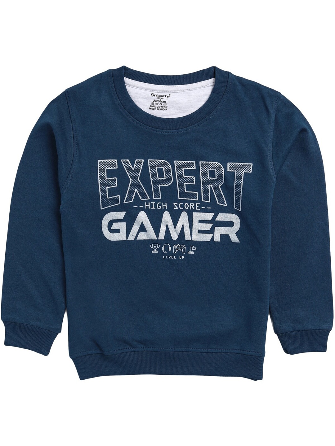 

Smarty Boys Round Neck Typography Printed Fleece Sweatshirt, Blue