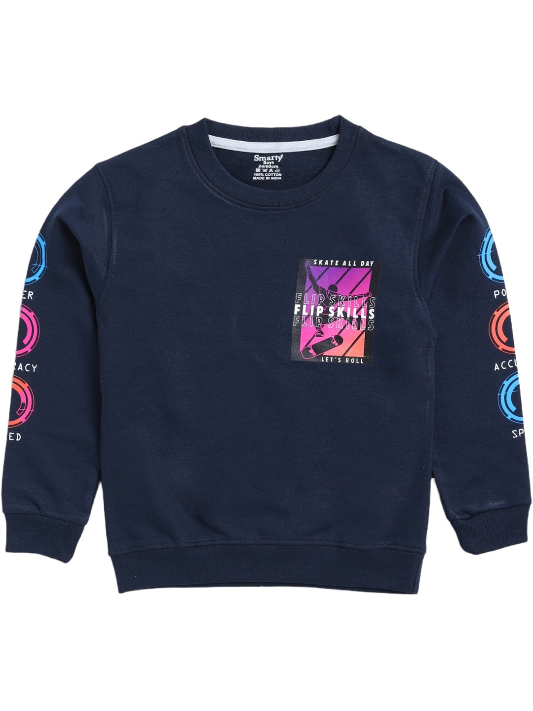 

Smarty Boys Printed Fleece Sweatshirt, Navy blue