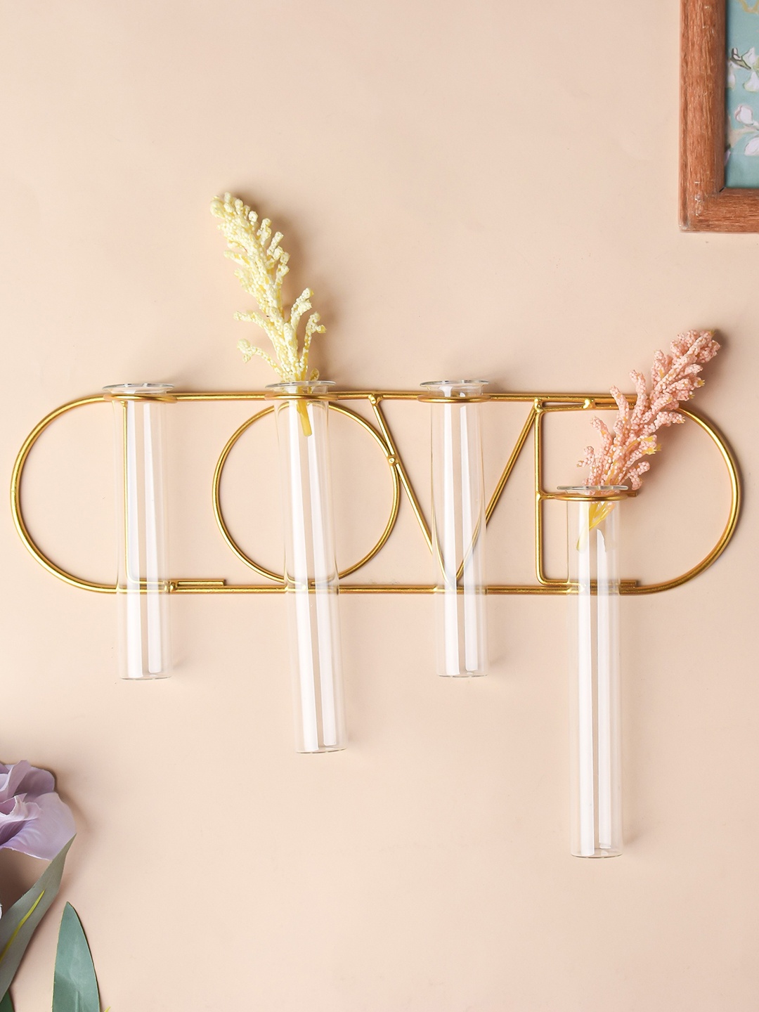 

Nestasia Transparent & Gold-Toned Love Metal Wall Planter