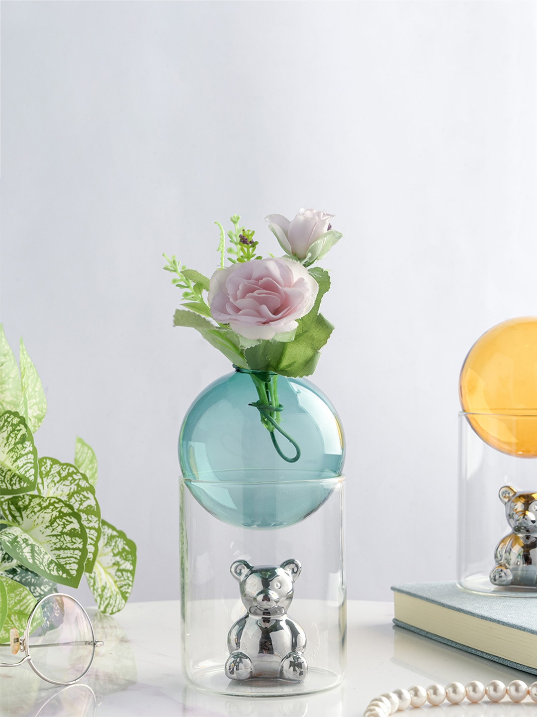 

Nestasia Transparent & Sea-Green Bear In The Jar Glass Planter
