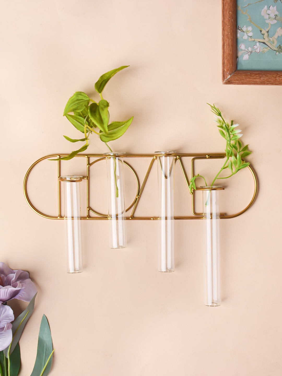 

Nestasia Transparent & Gold-Toned Glass & Metal Wall Planter