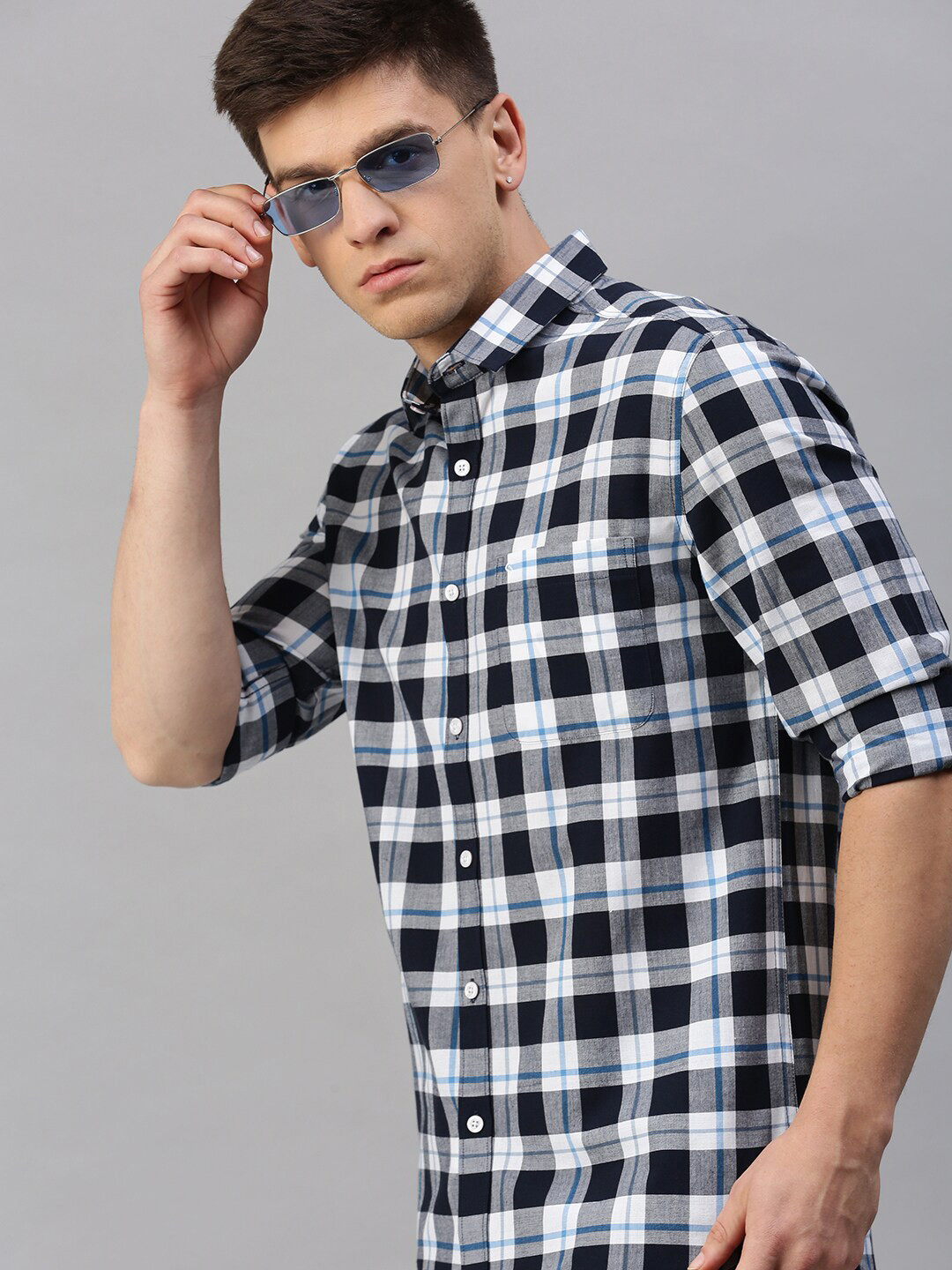 

Classic Polo Men Slim Fit Tartan Checks Casual Cotton Shirt, White