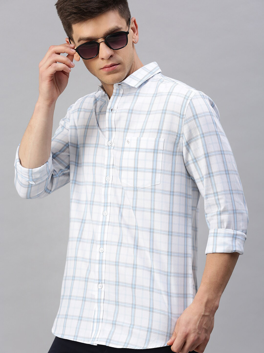 

Classic Polo Men Tartan Checks Cotton Slim Fit Casual Shirt, White