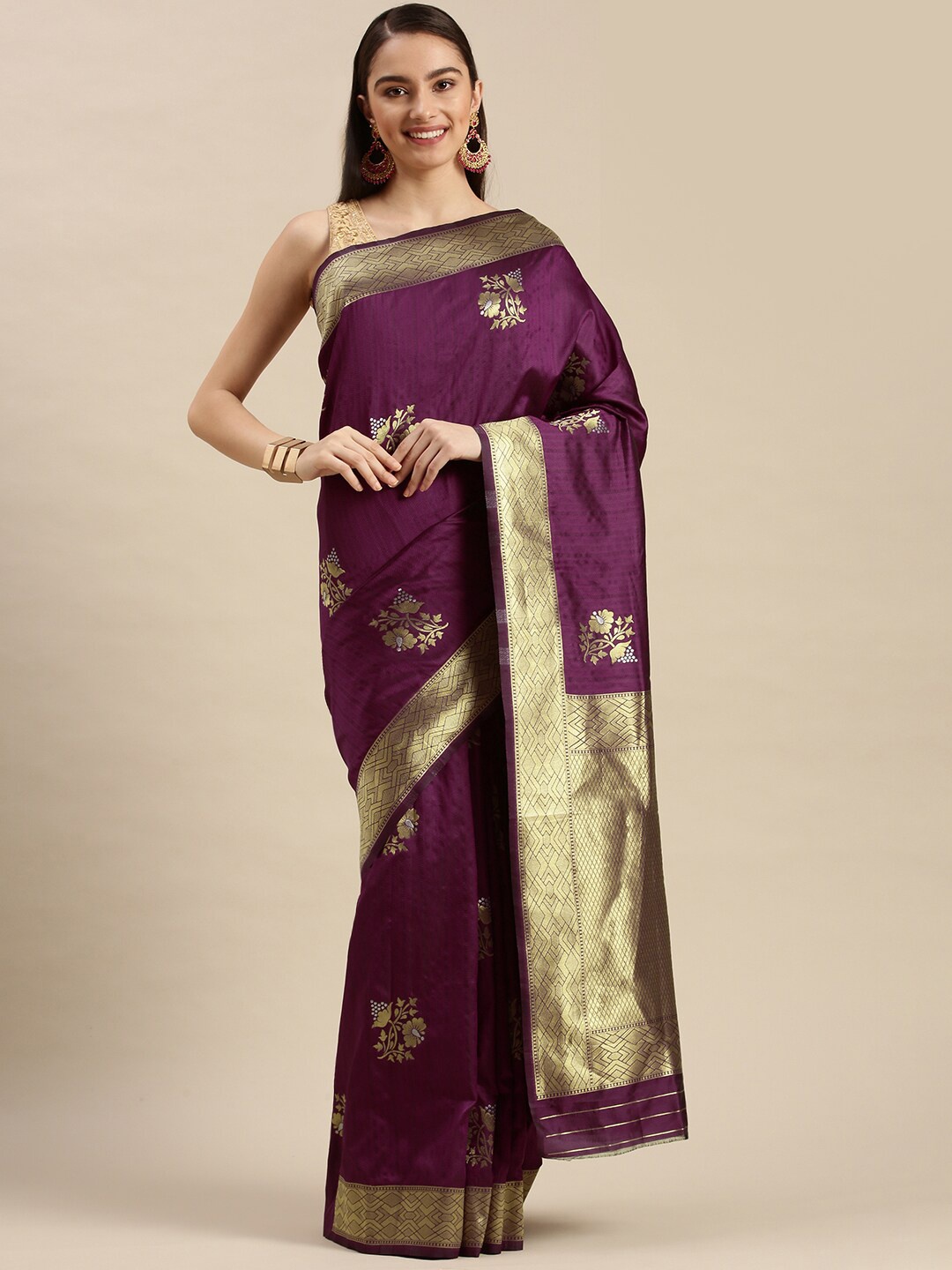 

Royal Rajgharana Saree Ethnic Motifs Zari Pure Silk Banarasi Saree, Magenta