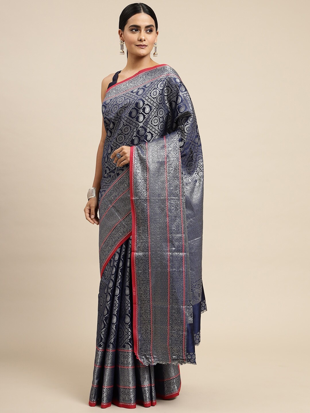 

Royal Rajgharana Saree Woven Design Zari Pure Silk Banarasi Sarees, Blue