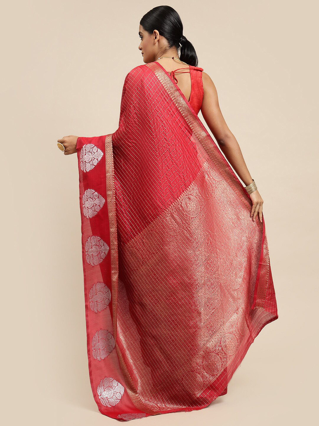 

Royal Rajgharana Saree Woven Design Zari Pure Silk Banarasi Sarees, Red