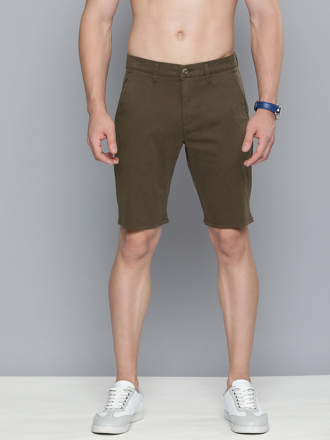 

HERE&NOW Slim Fit Mid-Rise Regular Shorts, Brown