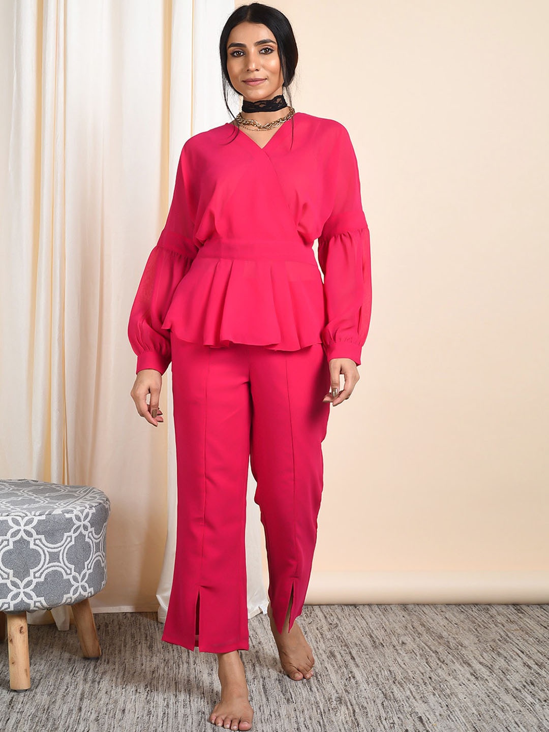 

bellamia Cityscape Women Smart Fit Co-Ord Set, Pink