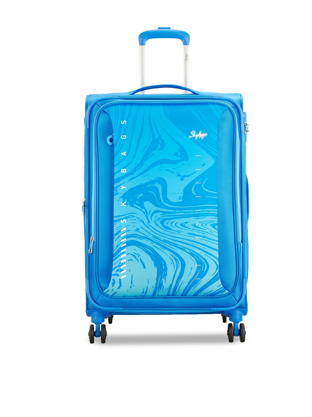 Skybags Swirl Abstract Printed Soft-Sided Medium Trolley Suitcase, Blue