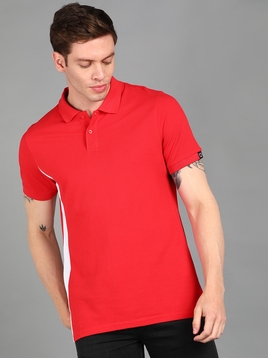 

Urbano Fashion Men Polo Collar Cotton T-shirt, Red