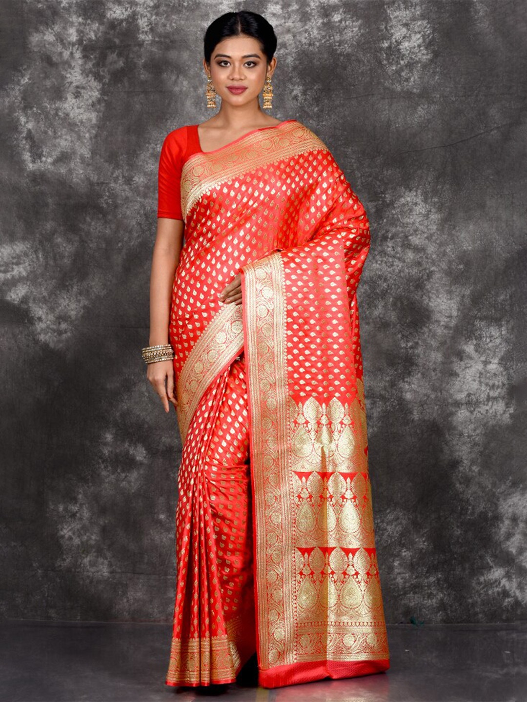 

AllSilks Woven Design Zari Banarasi Saree, Red