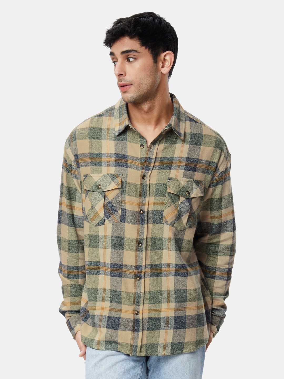 

The Souled Store Men Checked Casual Cotton Shirt, Yellow
