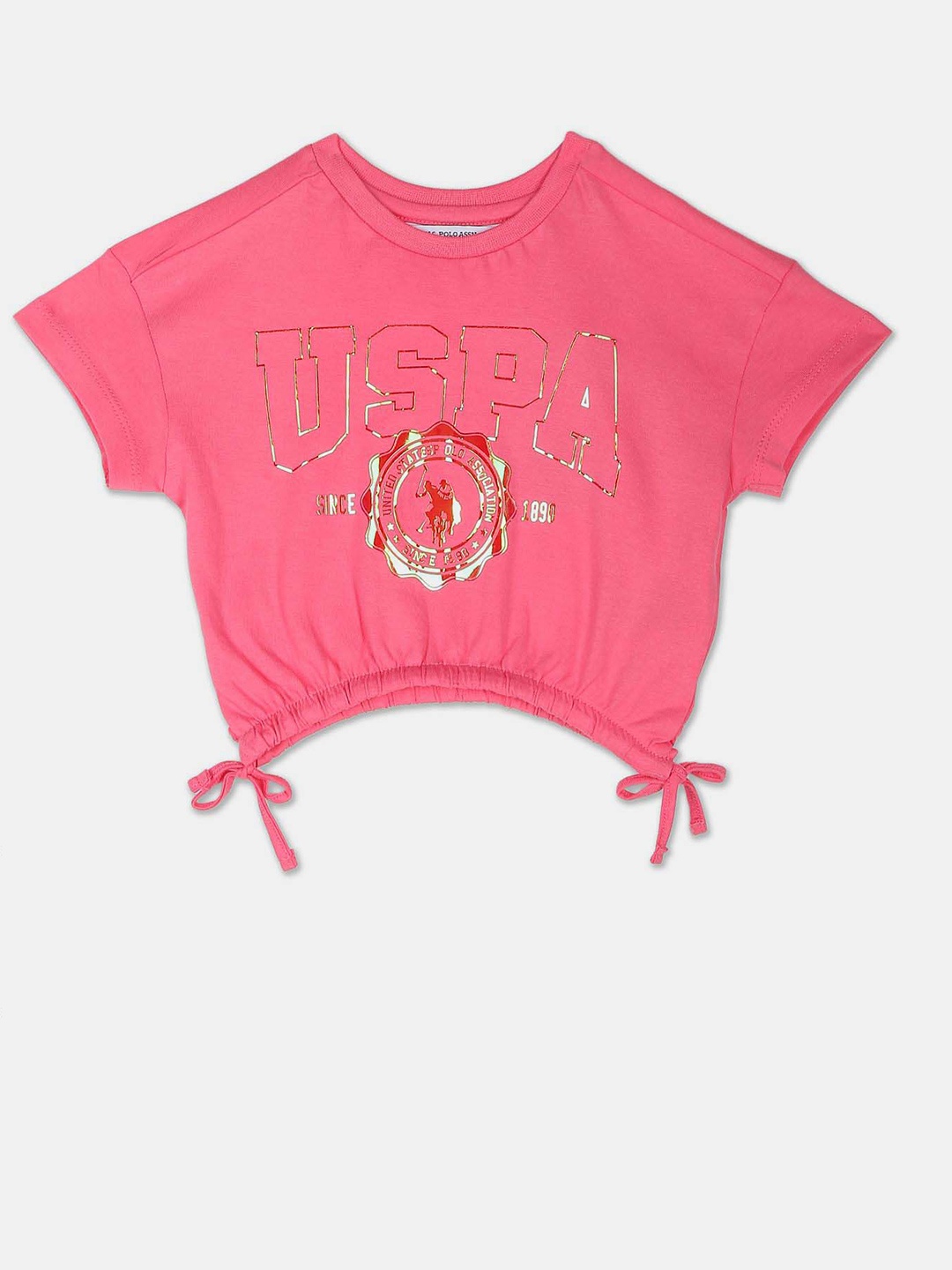 

U.S. Polo Assn. Kids Girls Logo Printed Cotton T-shirt, Pink