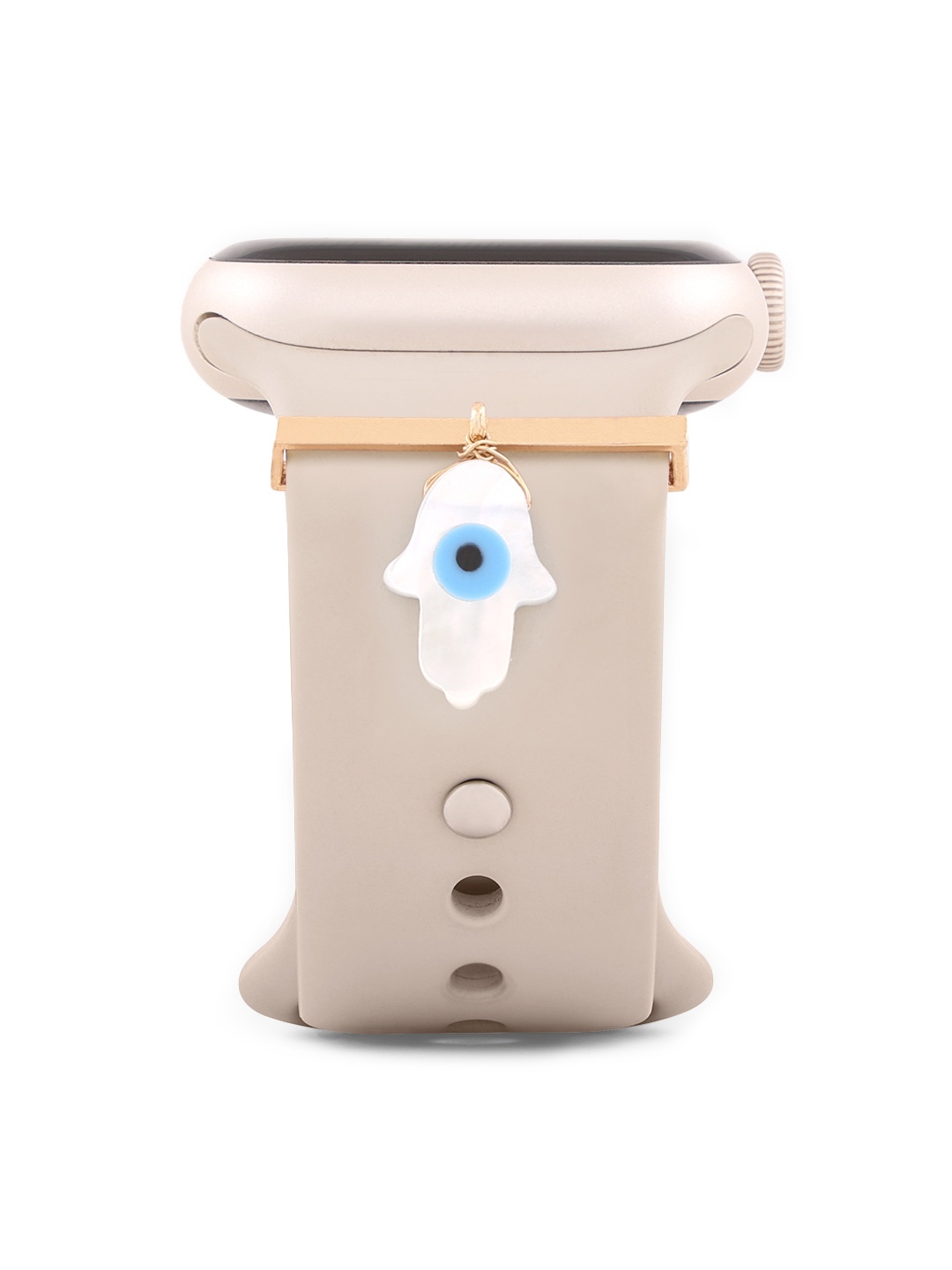 

MINUTIAE Pearl-Studded Evil Eye Hamsa Watch Charm, Rose gold