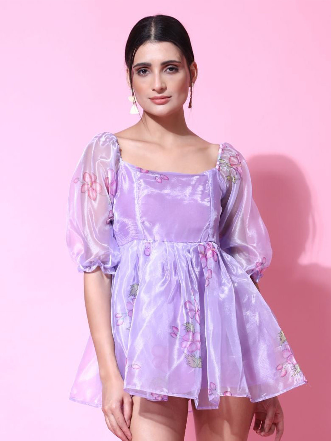 

Phenav Floral Printed Mini Dress, Purple