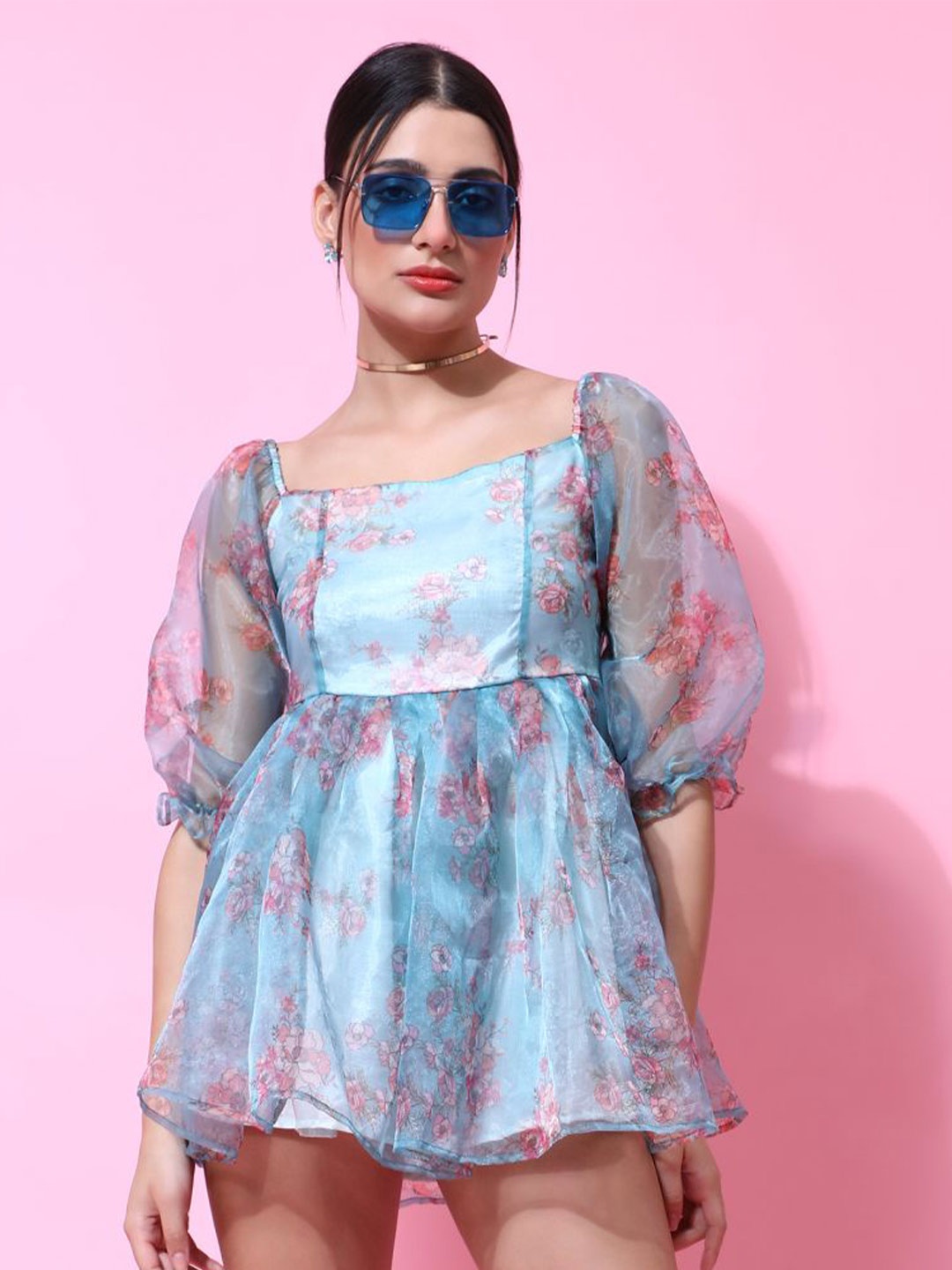 

Phenav Floral Printed Mini Dress, Blue
