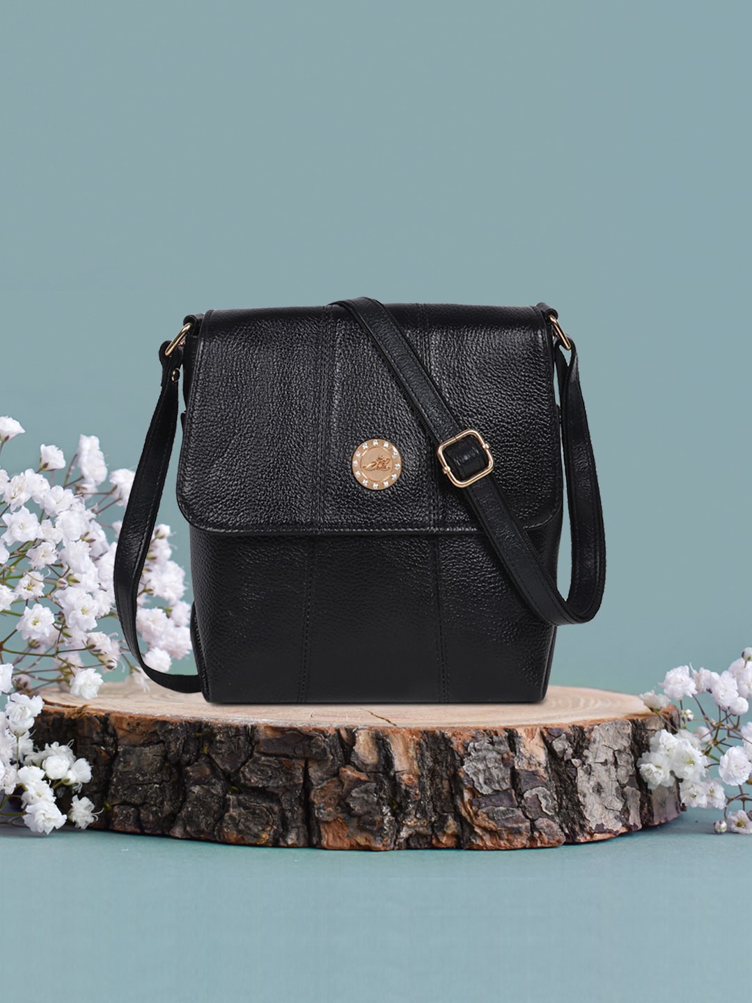 

AMYENCE Textured Leather Shopper Sling Bag, Black