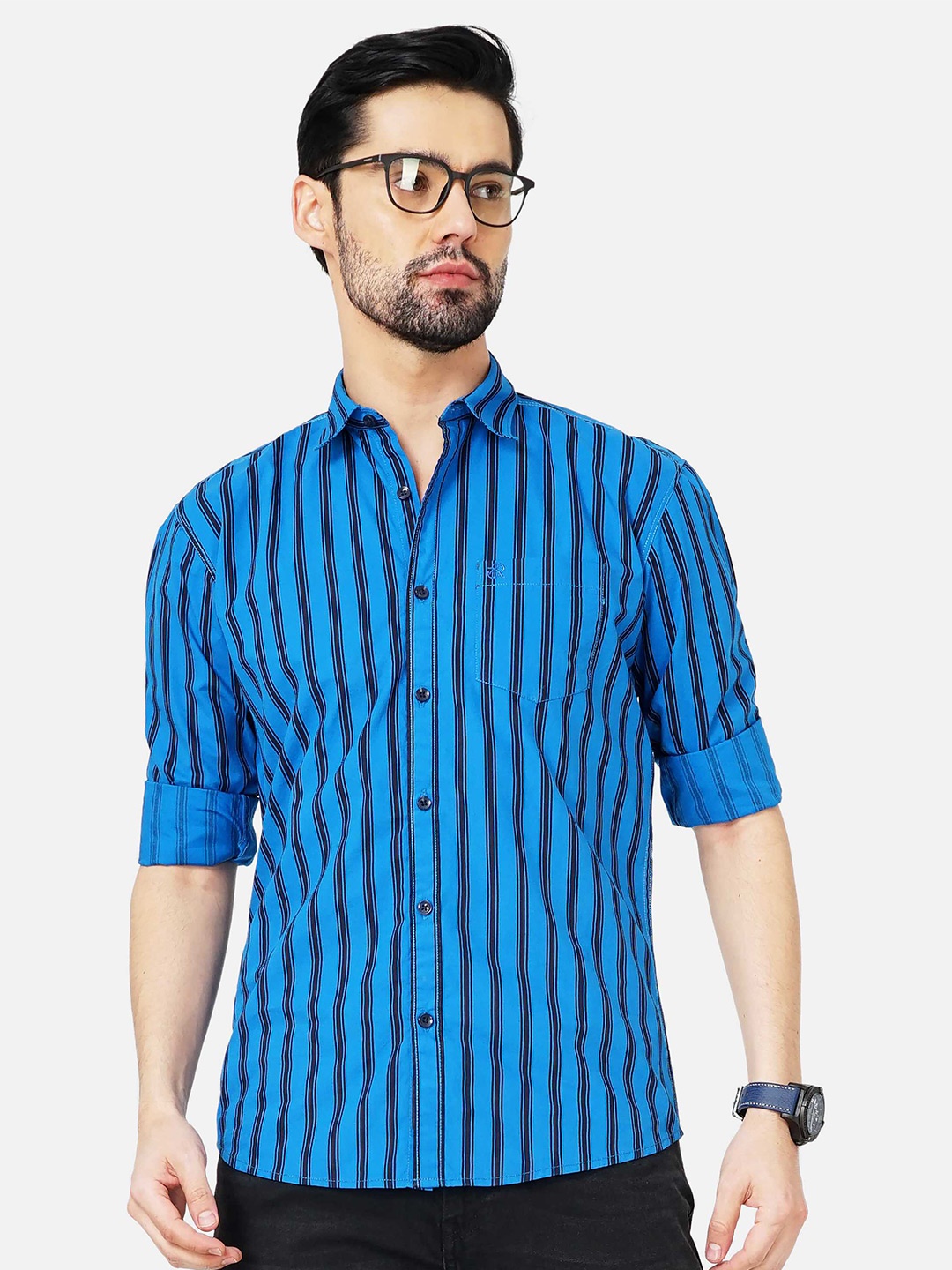 

SORATIA Men Slim Fit Striped Cotton Shirt, Brown